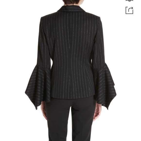 MILLY Ruffle Sleeve Pinstripe Blazer/Jacket - Size 2 - Picture 2 of 9